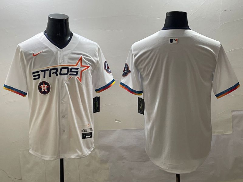 Men Houston Astros Blank White Fourth generation Joint Name 2025 Nike MLB Jersey style 4->houston astros->MLB Jersey